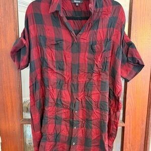 Madewell Red and Black Plaid Casual Dress